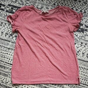 Women's Red Striped Short Sleeve Top